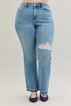 Judy Blue Jeans (NP) - Mid Rise Distressed Release Hem Boot Cut