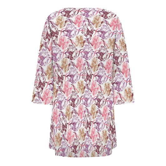 Women's Lightweight Floral Print Half Sleeve Blouse Shirts Thin Coat Cardigan Lively with Pocket