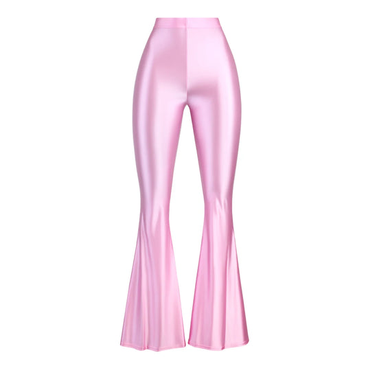 MJINM Women High-Waisted Spandex Flare Pants Glossy Colorful Silky Smooth Bodybuilding Dance Yoga Skinny Bell Bottoms Outer Wear