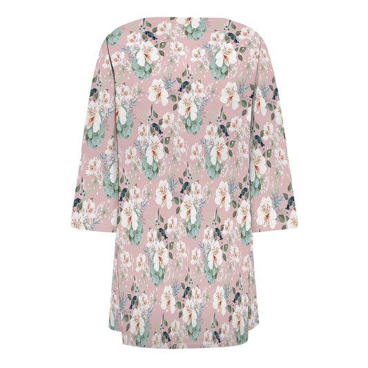 Women's Lightweight Half Sleeve Floral Print Blouse Shirts Thin Cardigan Coat Romantic Outdoor with Pocket