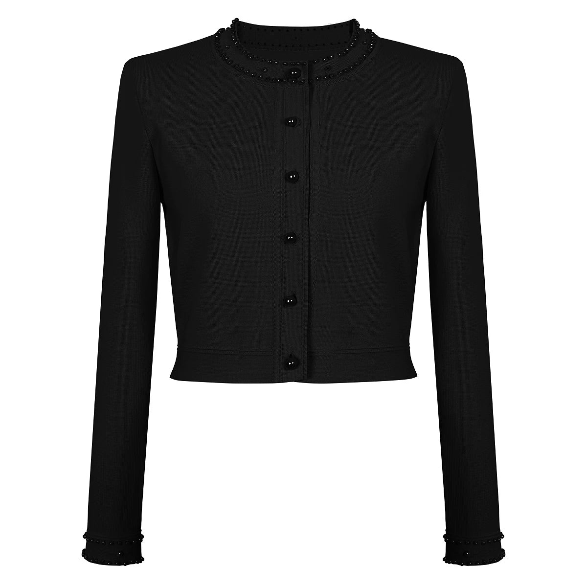 Three Color High-quality Elastic Knitted New Fashionable Luxury Pearl Long Sleeved Cardigan Sleeveless Slim Fit Dress Women Set