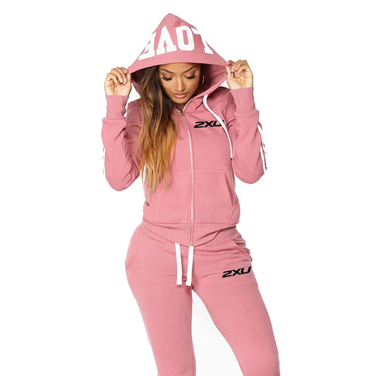 Casual Daily Women's Tracksuit Fashion Two-piece Set Suit Sports Comfortable Zipper Gym Outdoors Hoodie Jogging Quality Matching