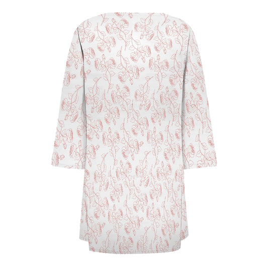 Women's Lightweight Thin Floral Print Half Sleeve Blouse Shirts Cardigan Coat Bold with Pocket