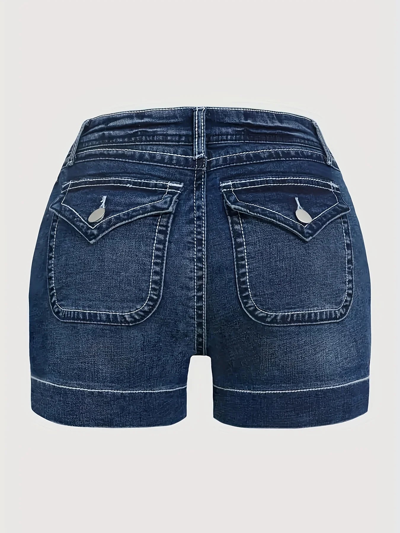 Summer New Women Korean Denim Shorts Pants Lady Mid-Waist Elastic Slim Fit Hot Pants Female Sexy Deep Blue Hip Wrapping Jeans