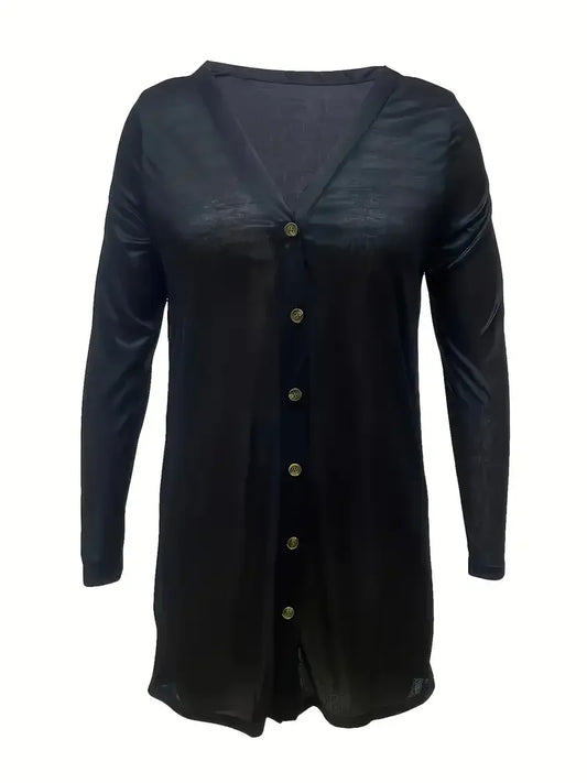 Plus Size New Women's Fashionable V-Neck Solid Color Cardigan Women Casual Sweater Autumn/Winter Long Sleeve Shirt