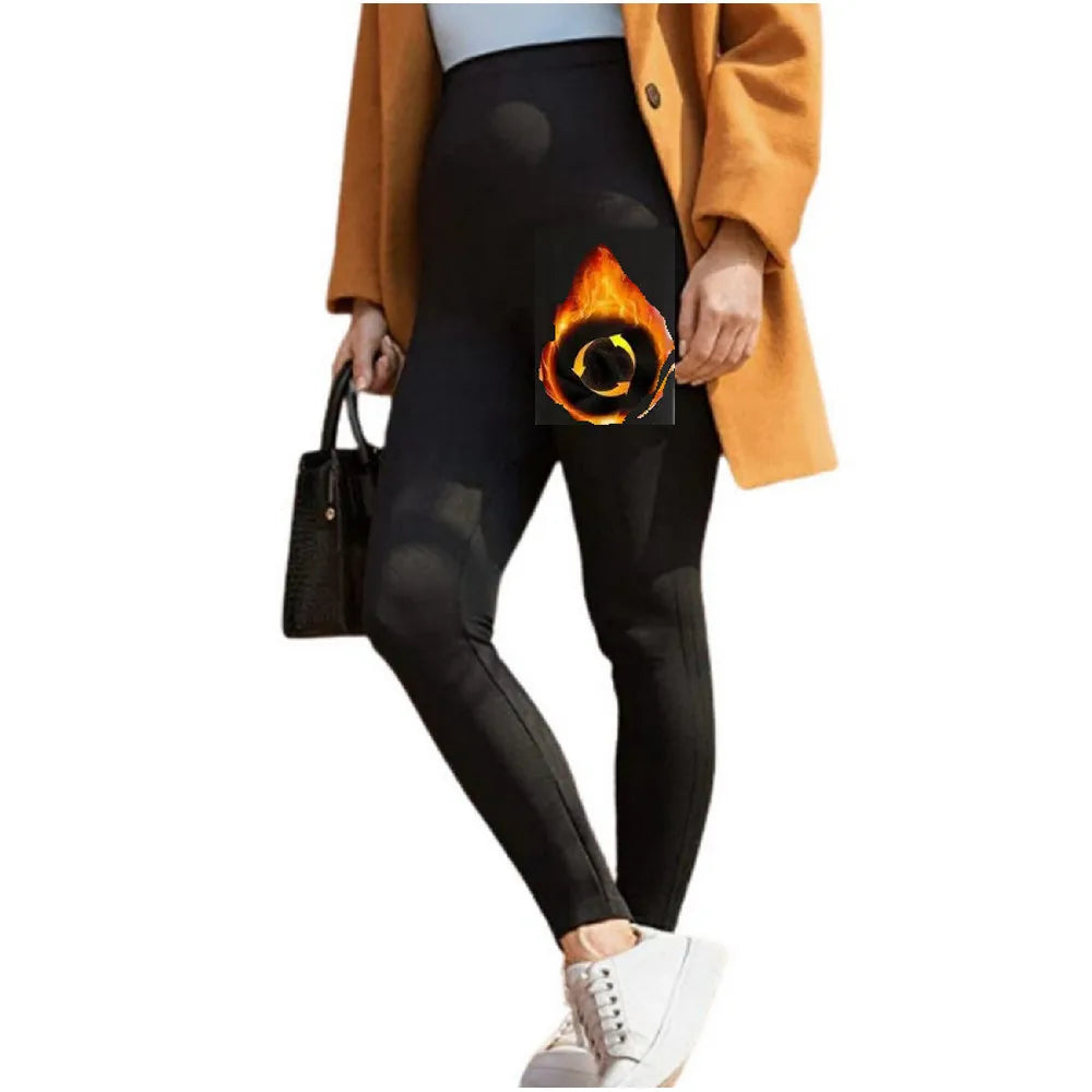 Fleece Lined Plus Size Leggings Thick for Women Autumn Winter Big Size Pantyhose for Fat Girl Tight Compression Legging Pants