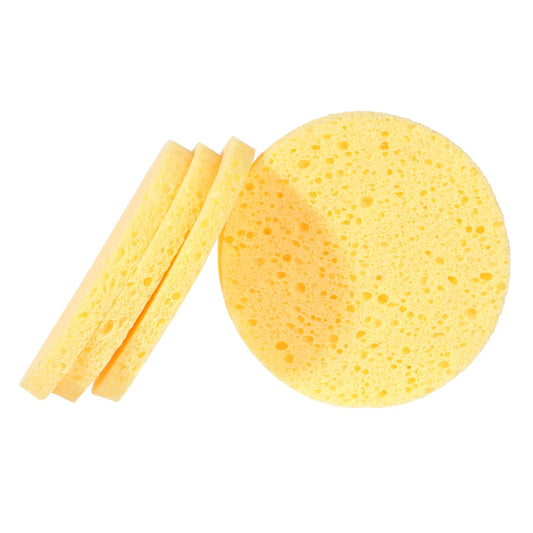 10pcs 6-9cm Yellow Face Round Makeup Remover Tool Wood Sponge Cellulose Cosmetic Puff Cleansing Sponge Facial Washing Sponge