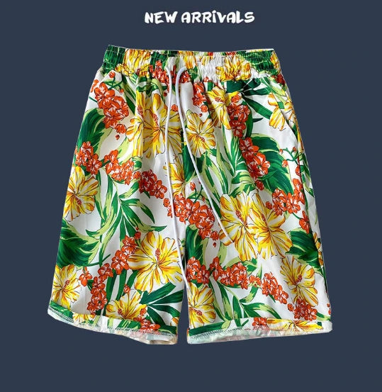 Women Casual Shorts Printing Tropical Floral , Beach Bottoms, Plus Size, Home Cotton Printing, Loose Beach Bottoms