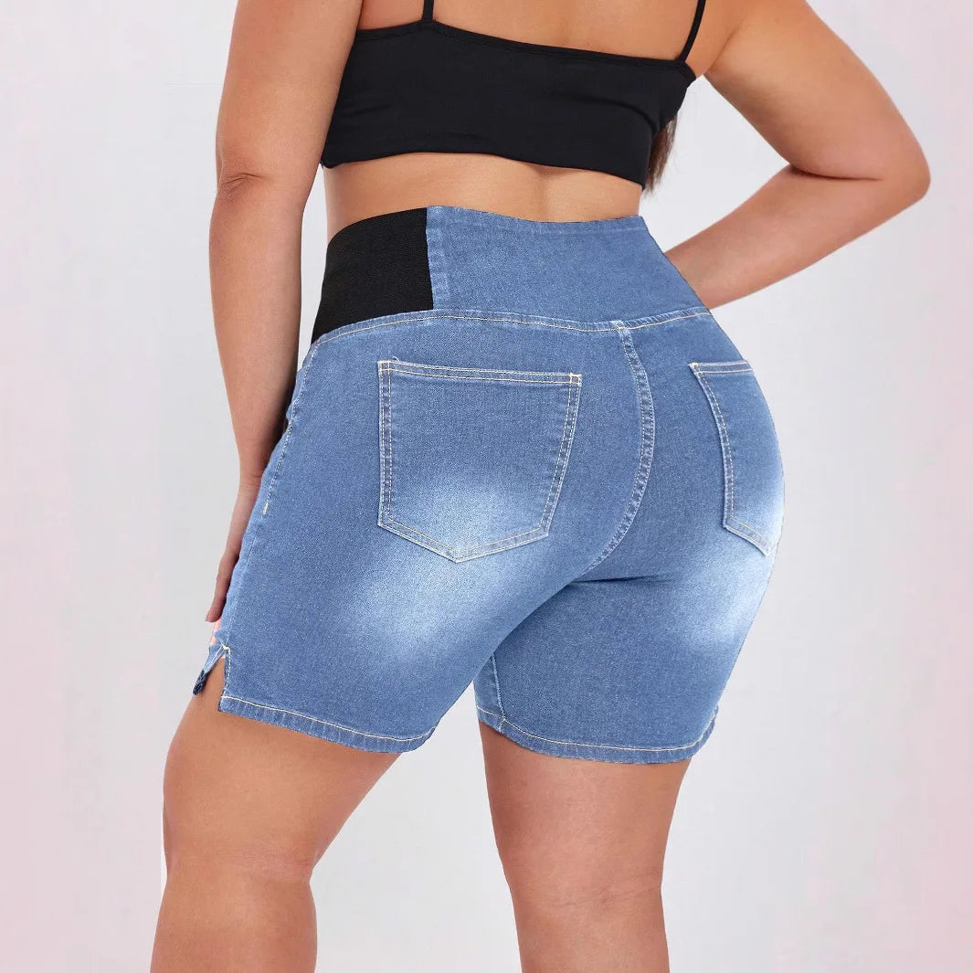 Summer's New Fashionable Hip-lifting and Waist-tightening Denim Shorts. Comfortable Casual High-waisted Short Jeans for Ladies