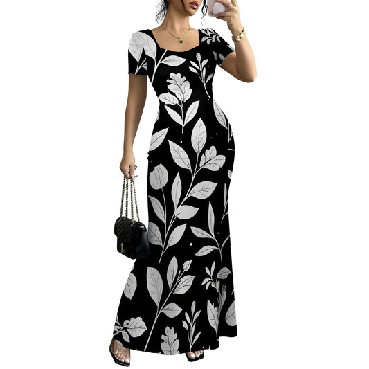 Women's Long Bodycon Dress - Summer Casual Short Sleeve Midi Club Party Fitted Tight Dresses