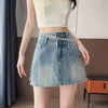 Vintage Lace Splicing Light Blue Jeans Skirts for Women Cheap Harajuku Y2k Modest Korean Style Premium Fashion Woman Denim Skirt