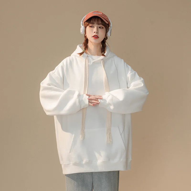 Women Hoodies Pullover Hooded Sweat Shirts Solid Color Jogger Long Sleeve Black Jogging Men Sweatshirt Sport Top Autumn Clothing