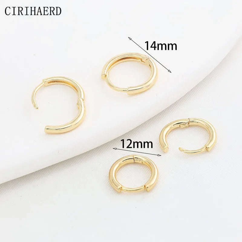 Simple Women's Round Earrings 14K Gold Plated Brass Small Hoop Earring Clasps Earring Pendant Connector Party Gift Wholesale