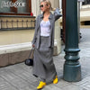 Women Knitted Outfits Casual Long Sleeve Lapel Sweater Cardigan+Loose Maxi Skirt Outfits Autumn Winter Two Piece Set