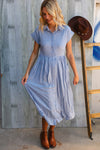 Everyday Chic Denim Blue Button-Down Collared Swing Dress