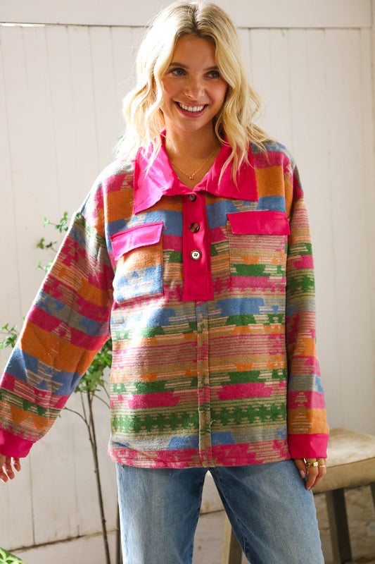 Painted Desert Button Up Pocketed Pullover