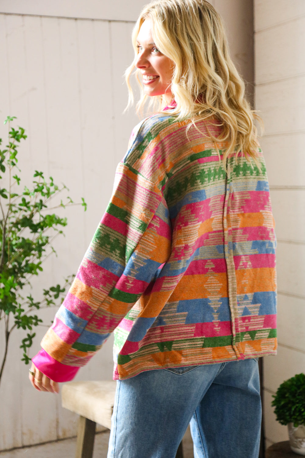Painted Desert Button Up Pocketed Pullover