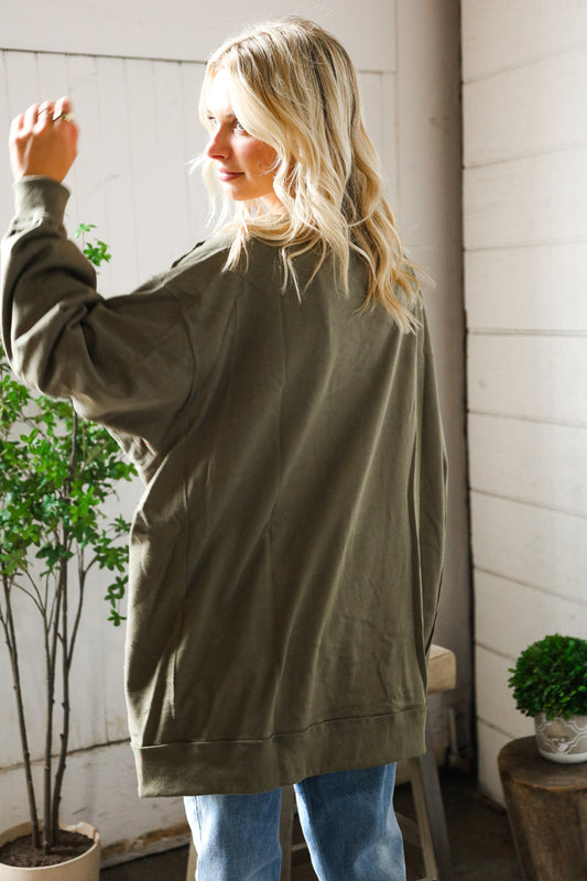 North Star Threads Olive and Plaid Pullover