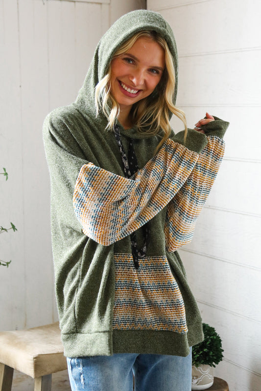 Pop of Fun Hacci Color Block Sweater Hoodie