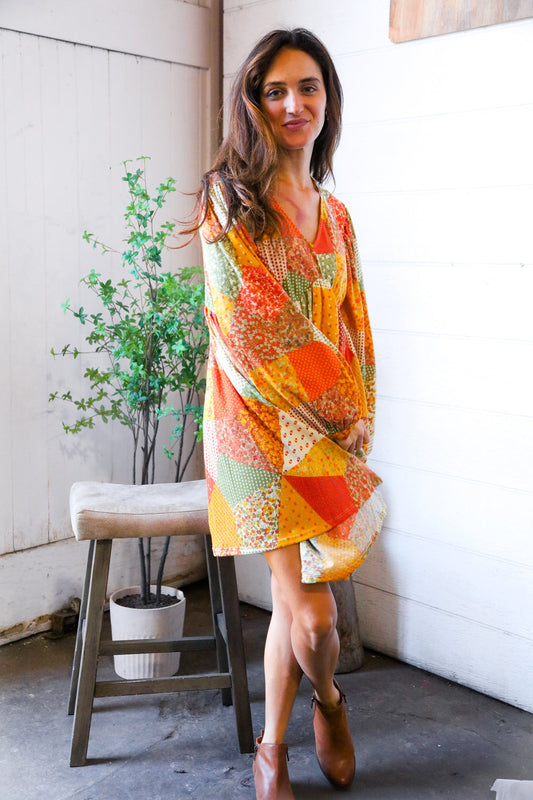 Harvest Patchwork Dreams Thermal Babydoll Bubble Dress