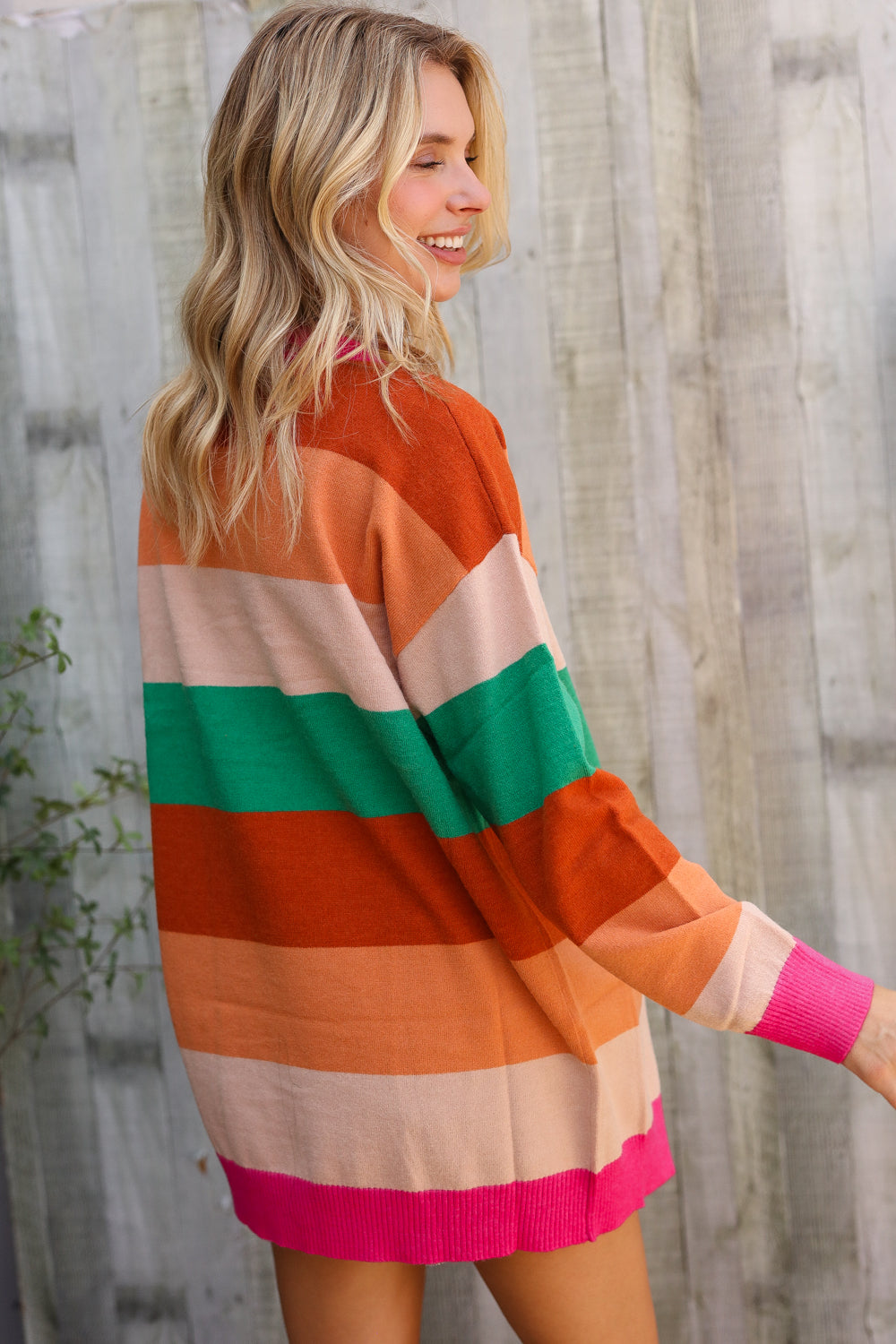 September Nights Color Block Open Long Cardigan