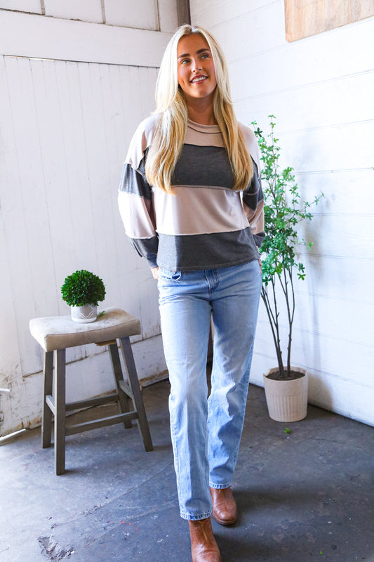 At the Block Party Charcoal Loose Fit Pullover