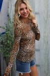 Feeling Bold Taupe High Neck Leopard Print Semi-Sheer Top