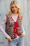 Fierce and Flirty Leopard Vest with Front Bow Details