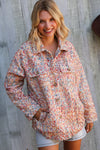 Casual Chic Multicolor Twill Long Sleeve Button-Down Shacket