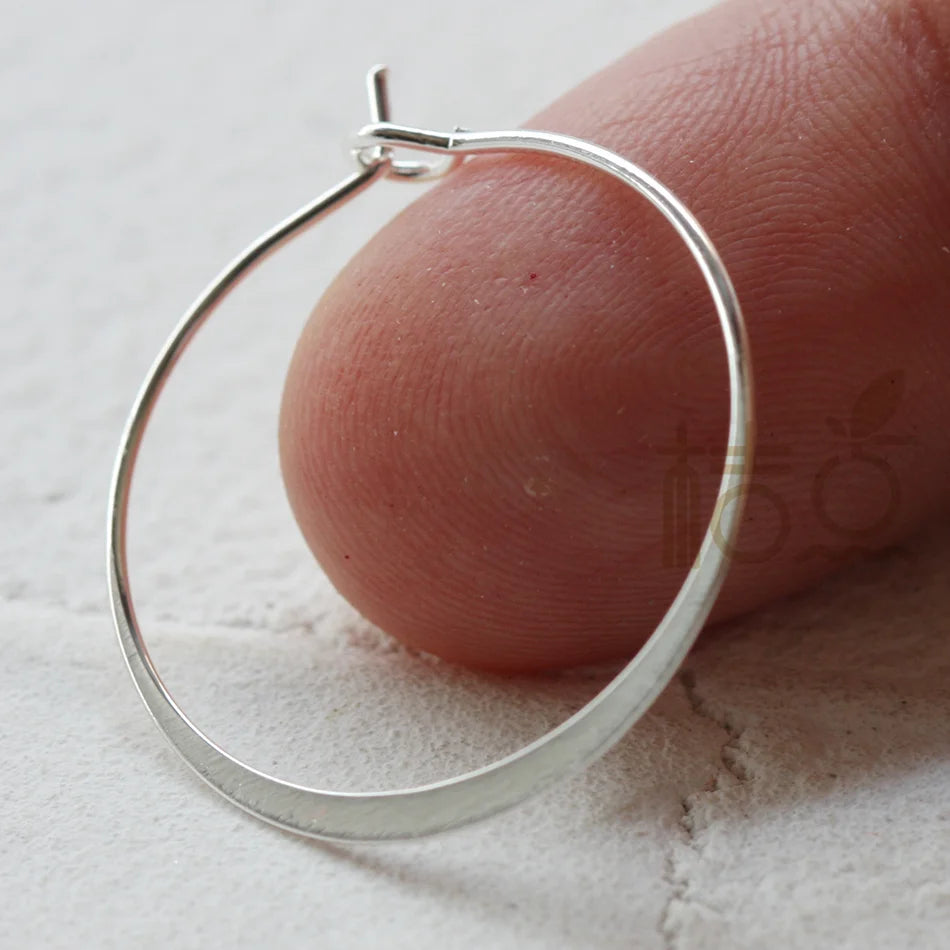 Premium Plated Solid Brass Round Hammered Earring Finding - Earring Hook - Earring Hoop 25x0.7mm (4305C)