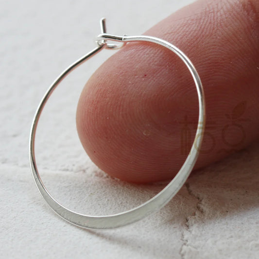 Premium Plated Solid Brass Round Hammered Earring Finding - Earring Hook - Earring Hoop 25x0.7mm (4305C)