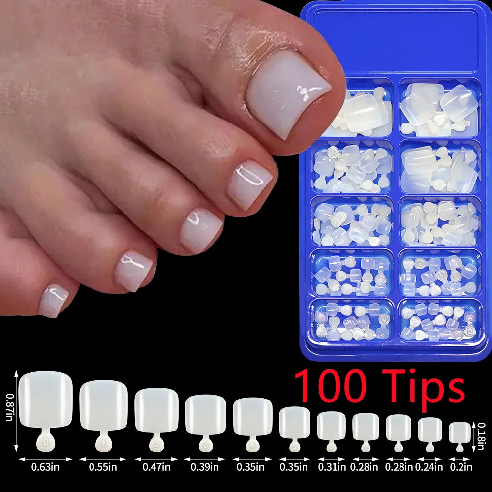 1Pack Toe Nail Tips - Short French Tip Press On Toenails 100/120Pcs Pink Soft Gel Tips ToeNails Soak Off Fake Toe Nail Extension