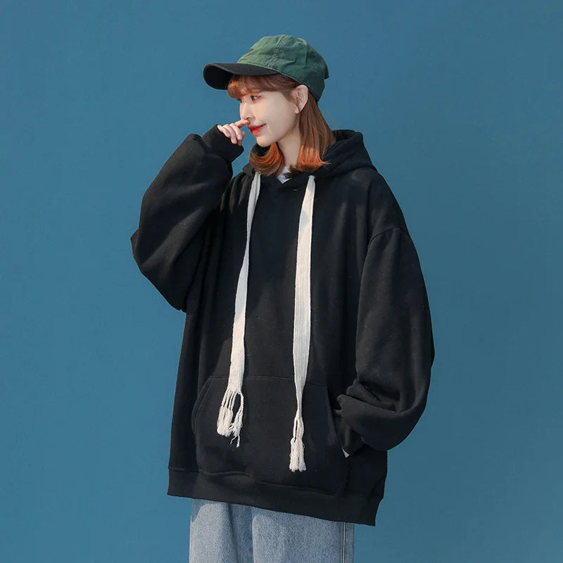 Women Hoodies Pullover Hooded Sweat Shirts Solid Color Jogger Long Sleeve Black Jogging Men Sweatshirt Sport Top Autumn Clothing