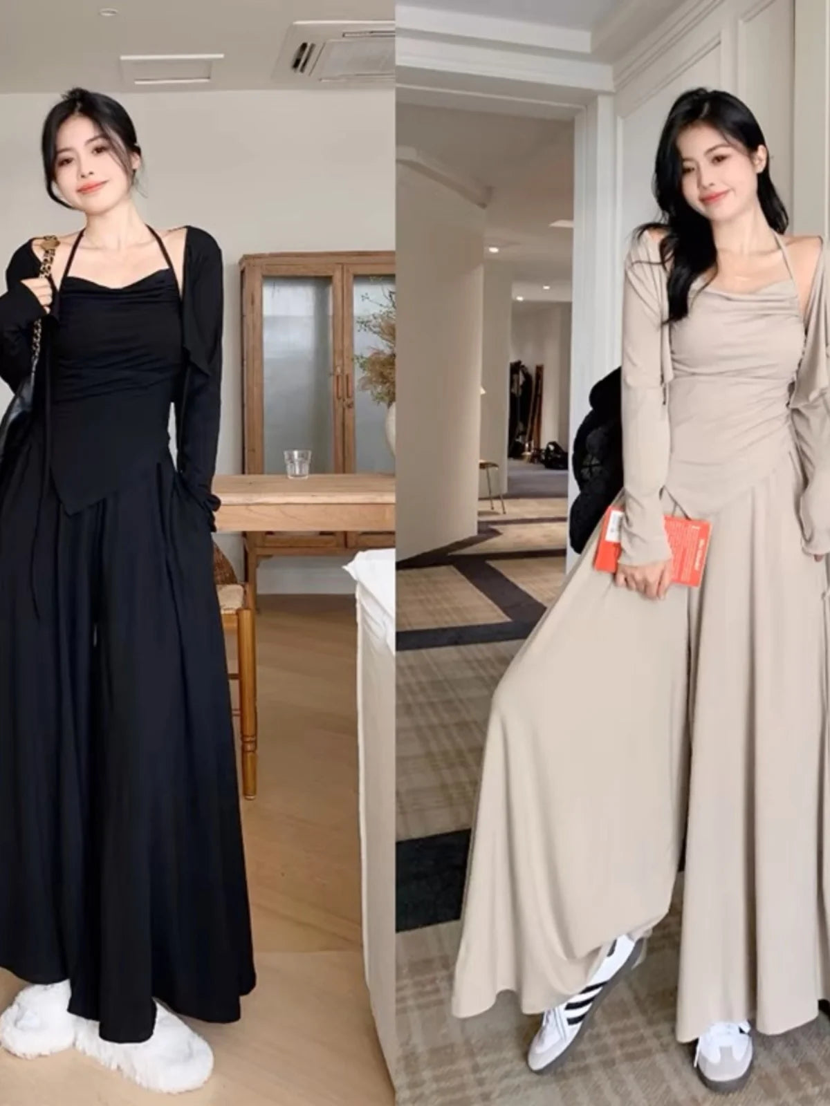 plus Size Women's Spring Summer Slimming Cover up Set Strap Top Sun Protection Cardigan Long Sve round Ne Tee Piece Set
