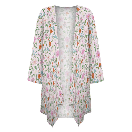 Women's Coat Blouse Shirts Half Sleeve Thin Floral Print Lightweight Cardigan Trendy Outdoor with Pocket