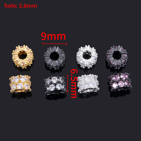 5pcs Metal Zircon Copper Snowflake Spacer Beads Bracelets Barrel Spacers Beads Accessories Necklace Jewelry Making Components