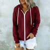 Plus-size women's solid color casual cardigan hooded neck knitted twist zip-up hoodie