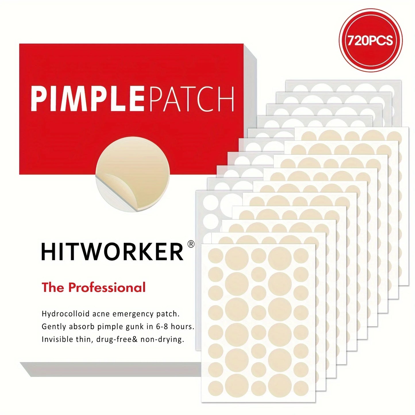 720PCS Tea Tree Oil Acne Patches With Salicylic Acid, Invisible Waterproof Acne Stickers For All Skin Types, No Fragrance, Alcoh