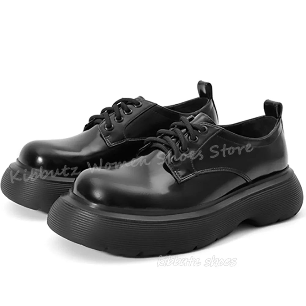 Lace-Up Pumps Sneaker Platform Thick Bottom Round Toe Solid Color Fashion Elegant Concise Sexy Women Shoes Newest Outdoor Party
