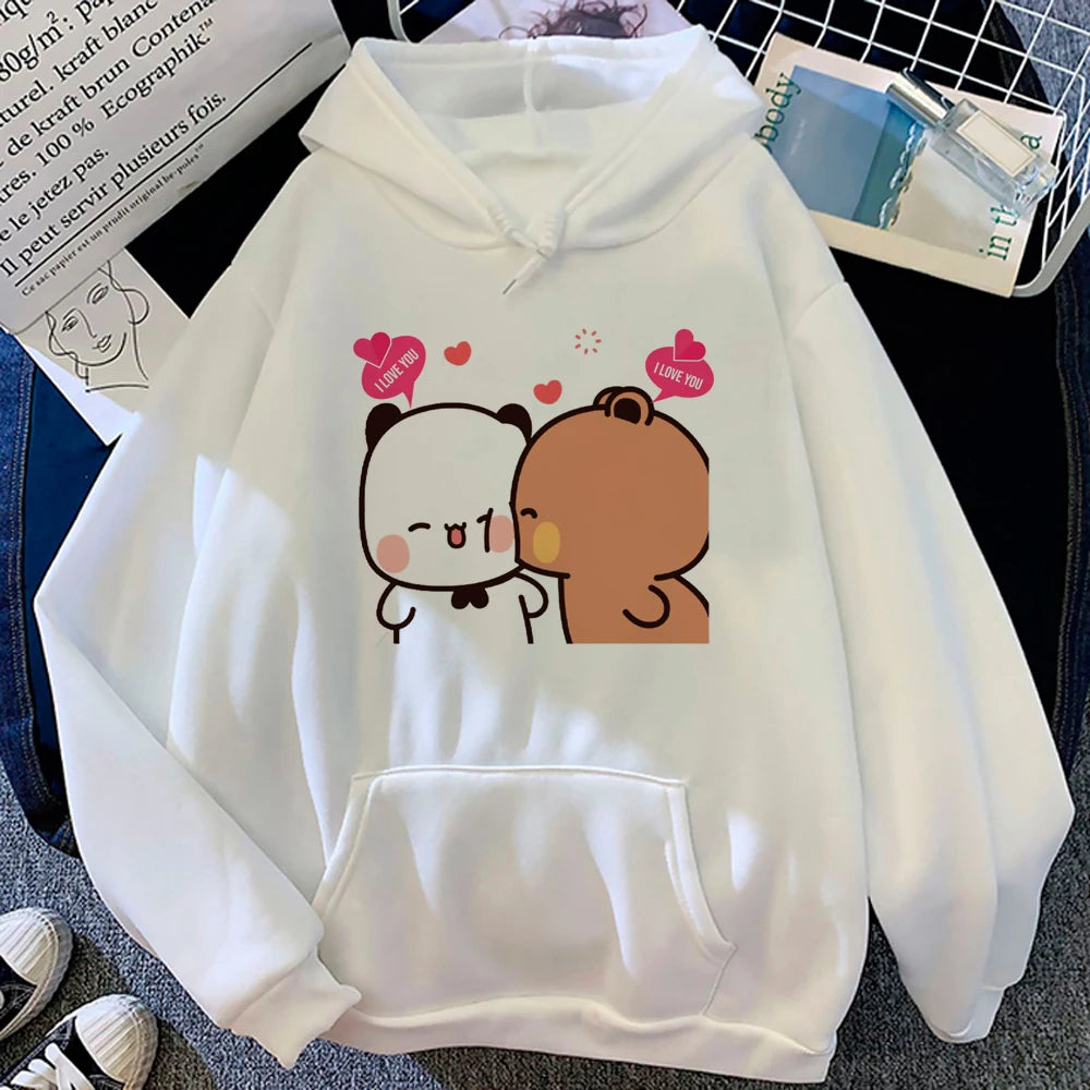 Men Women Aesthetic Trendy Hoodies Bubu Dudu Bear Graphic Printed Hooded Plus Size Pullover Unisex Prevalent Fashion Sweatshirt