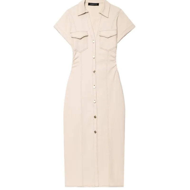 Womens Denim Dresses Summer 2025 Button Bodycon Blue Dress Ruffled Denim Turn Down Collar Long Dress Chic Casual Beach Vestidos