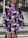 Winter New Hooded Sweater Dress Disney Series Sleeping Devil Women's Street Style Fashion Trend Warm Pullover Sweater Dress