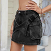 A Personality Design Sense Patchwork Denim Half Body Skirt, A New Summer Fashion and Versatile Washed Work Short Skirt for Women