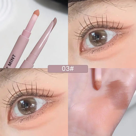 SWEET MINT Crescent Double-Ended Sleeping Silkworm Pen Waterproof Sweatproof 2-in-1 Eye Brightener Makeup Stick