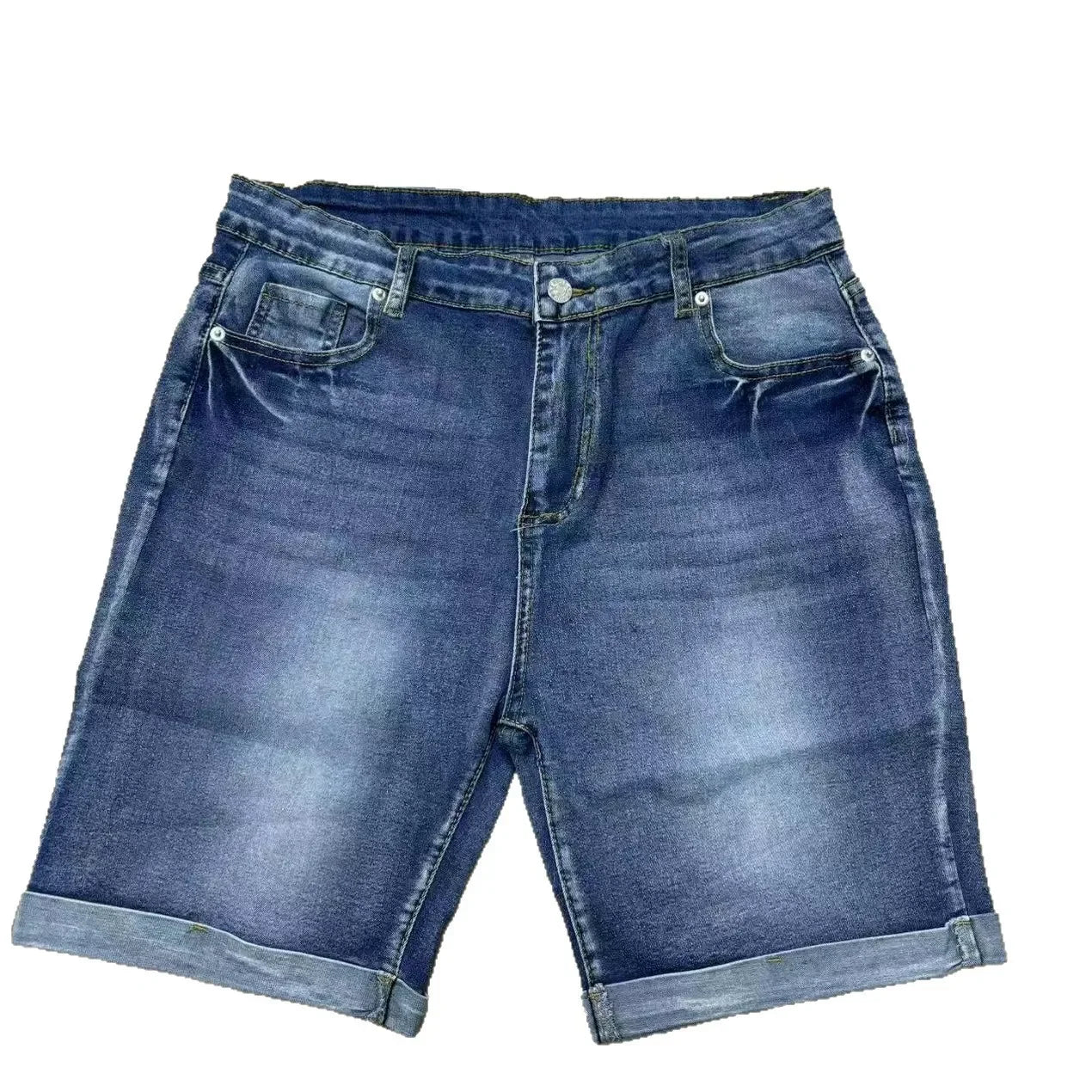 Women Jeans Denim short Knee Length High Waist Stretch Distressed Washed Skinny Straight Short Pants 2025 Summer Streetwear