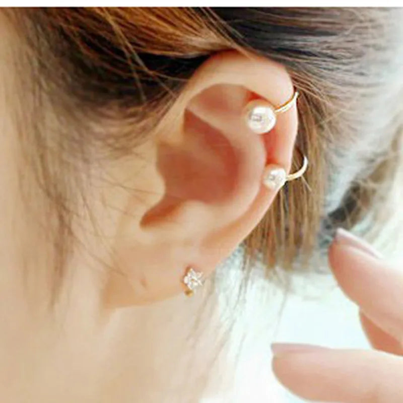 1PC Ear Cuff Clip on Imitation Pearl Earrings Ear Bone Fake Piercing Ear Cuffs For Women Jewelry No Hole Accessorie Girl Gift