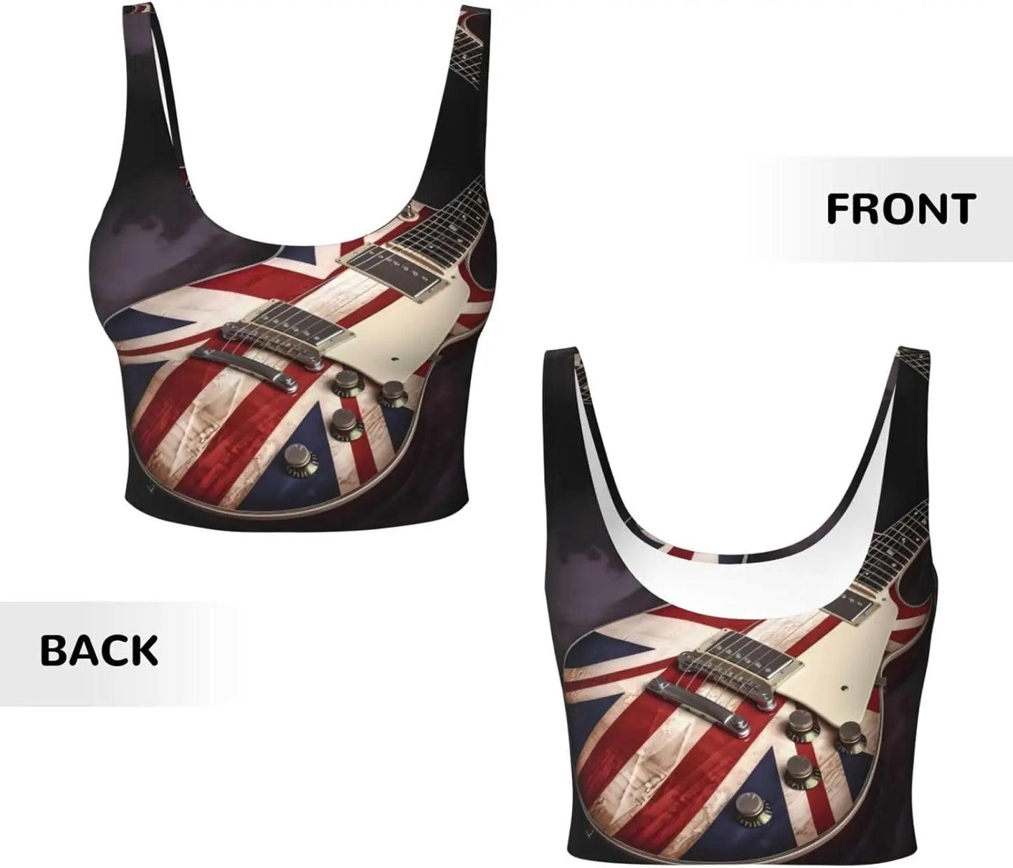 Guitar British Flag Print Women'S Sports Vest Dance Yoga Vest Printed Sports Bra Top Vest