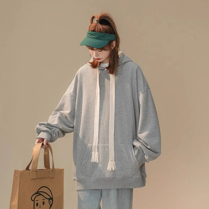 Women Hoodies Pullover Hooded Sweat Shirts Solid Color Jogger Long Sleeve Black Jogging Men Sweatshirt Sport Top Autumn Clothing