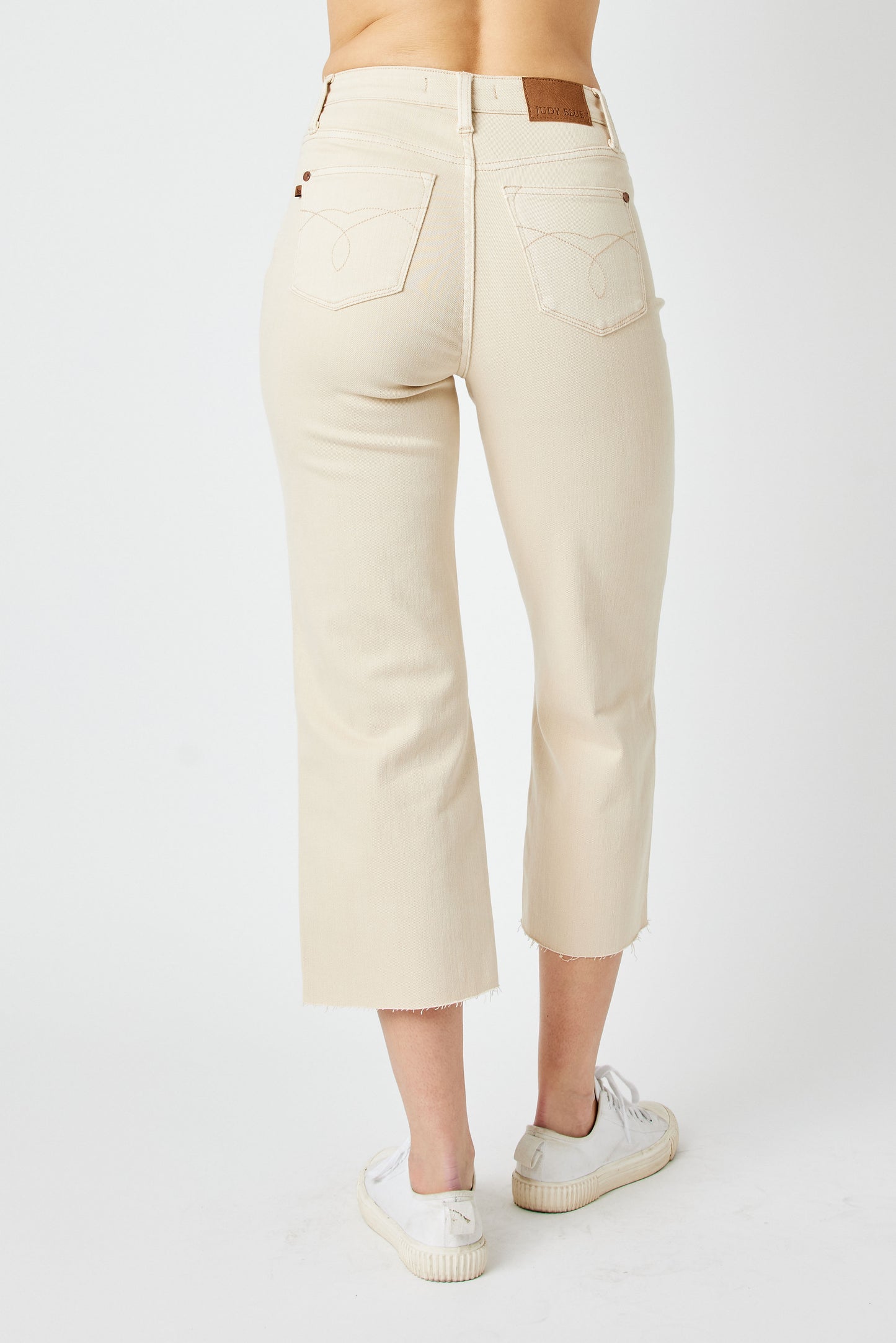 Judy Blue Jeans (NP) - High Waisted Garment Dyed Bone - Wide leg Crop Jeans