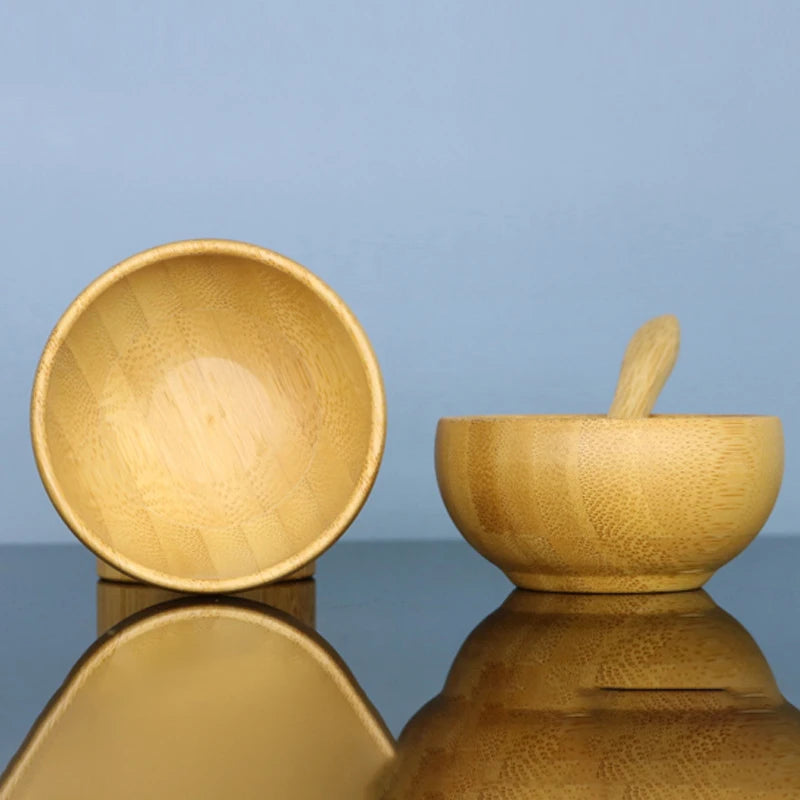 Mini Size Bamboo DIY Face Mask Mixing Bowl With Spoon Aromatherapy Bowl Set Massage Oil Face Care Makeup Tool Kits Accessories